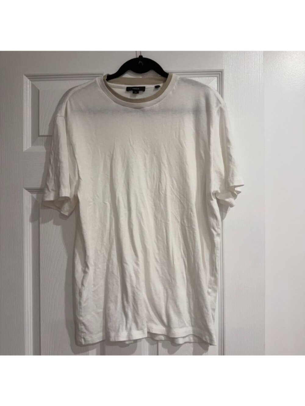 Vince Cotton Double Collar White Crewneck Shirt Size Large